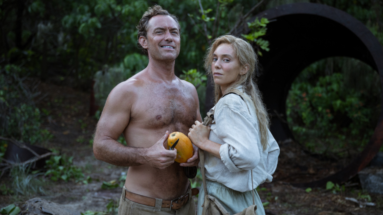 (L to R) Jude Law and Vanessa Kirby on the set of 'Eden'. Photo: Jasin Boland.