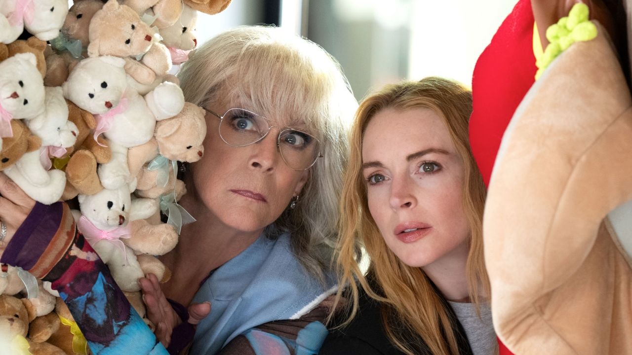 (L to R) Jamie Lee Curtis as Tess Coleman and Lindsay Lohan as Anna Coleman in Disney's live-action ‘Freakier Friday’. Photo by Glen Wilson © 2024 Disney Enterprises, Inc. All Rights Reserved.