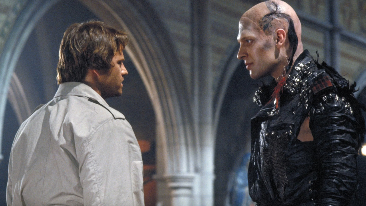 (L to R) Christopher Lambert as Connor MacLeod and Clancy Brown as The Kurgan in 'Highlander'. Photo: 20th Century Fox.