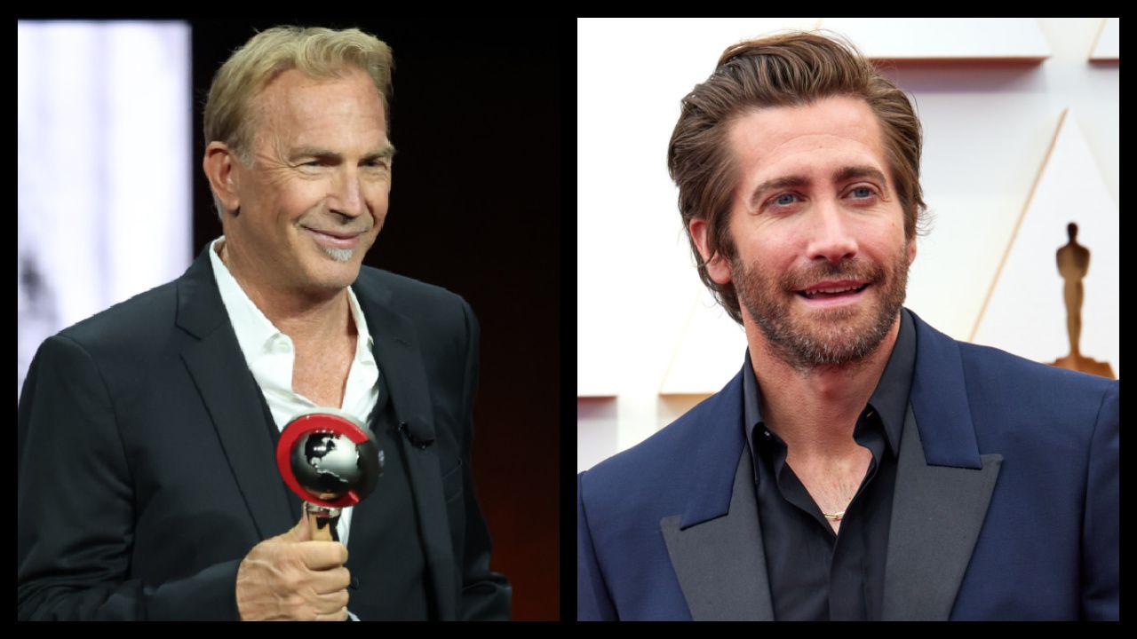(Left) Kevin Costner for 'Horizon: An American Saga' at CinemaCon 2024. Photo: Warner Bros. (Right) Jake Gyllenhaal arrives on the red carpet of the 94th Oscars® at the Dolby Theatre at Ovation Hollywood in Los Angeles, CA, on Sunday, March 27, 2022. Credit/Provider: Mark Von Holden / A.M.P.A.S. Copyright: ©A.M.P.A.S.