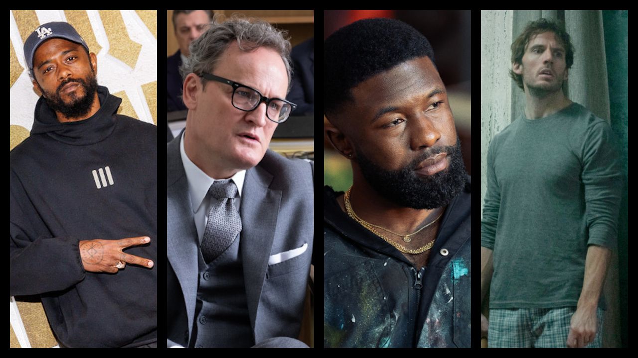 (Far Left) LaKeith Stanfield attends a Special Screening of 'The Book of Clarence' at Pacific Design Center on December 11, 2023 in West Hollywood, California. Photo by Rich Polk/Getty Images for Sony Pictures. (Center Left) Jason Clarke is Roger Robb in 'Oppenheimer,' written, produced, and directed by Christopher Nolan. (Center Right) Trevante Rhodes as Zyair in 'Mea Culpa.' Photo: Bob Mahoney / Perry Well Films 2 / Courtesy of Netflix. (Far Right) Sam Claflin as Patrick McKee in Bagman. Photo Credit: Vladislav Lepoev.