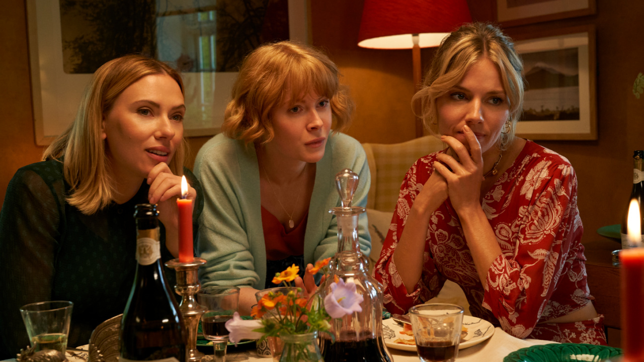 (L to R) Scarlett Johansson, Emily Beecham and Sienna Miller in 'My Mother's Wedding'. Photo: Vertical.