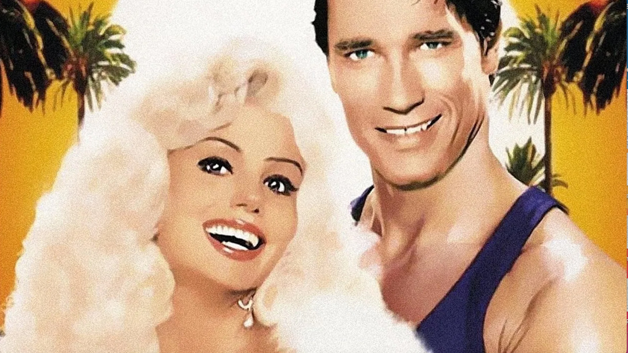(L to R) Loni Anderson and Arnold Schwarzenegger in 1980's 'The Jayne Mansfield Story'. Photo: CBS.