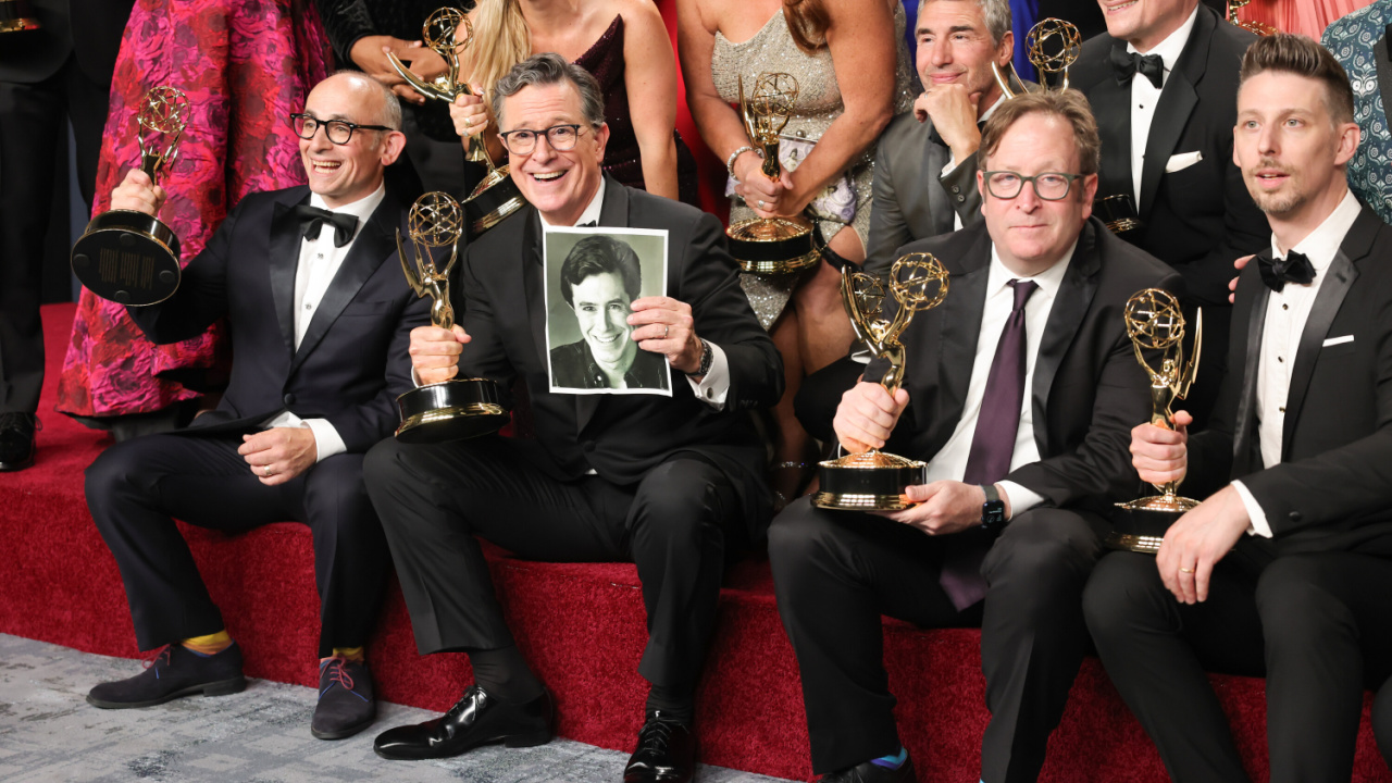 Stephen Colbert, Talk Series at the 77TH EMMY® AWARDS, broadcasting live to both coasts from the Peacock Theater in Los Angeles, California, Sunday, Sept. 14, (8:00-11:00 PM, LIVE ET/5:00-8:00 PM, LIVE PT) on the CBS Television Network, and streaming on Paramount+.* Photo: Stewart Cook/CBS ©2025 CBS Broadcasting, Inc. All Rights Reserved.