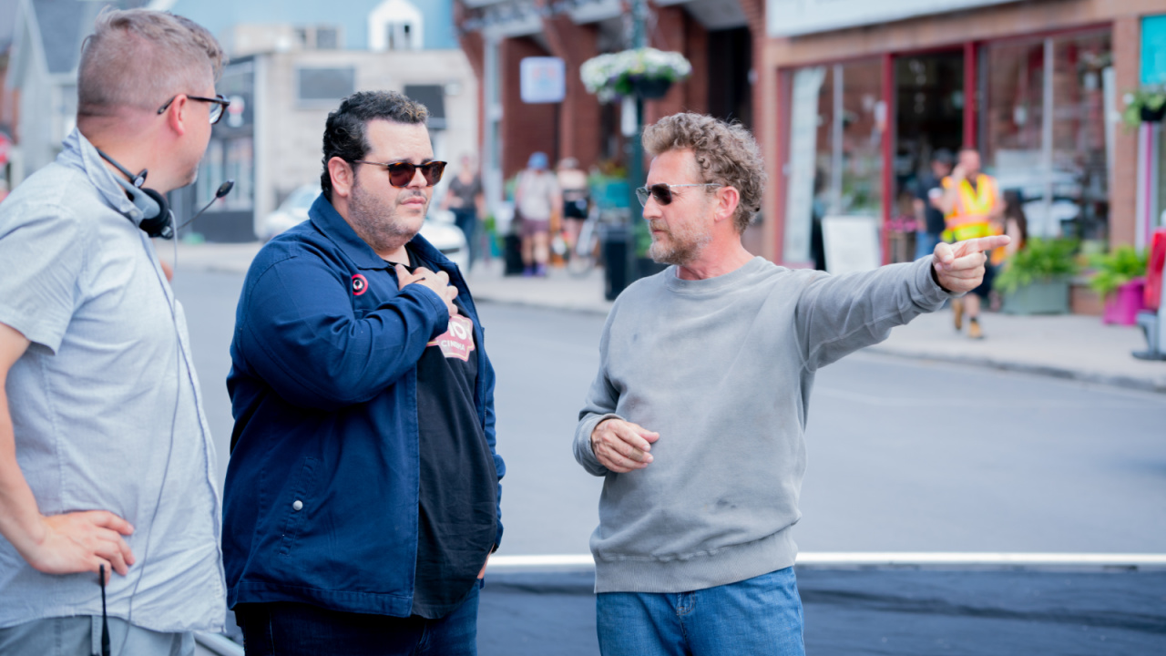 (L to R) Josh Gad and director Alex Winter on the set of 'Adulthood'. Photo: Petr Maur.