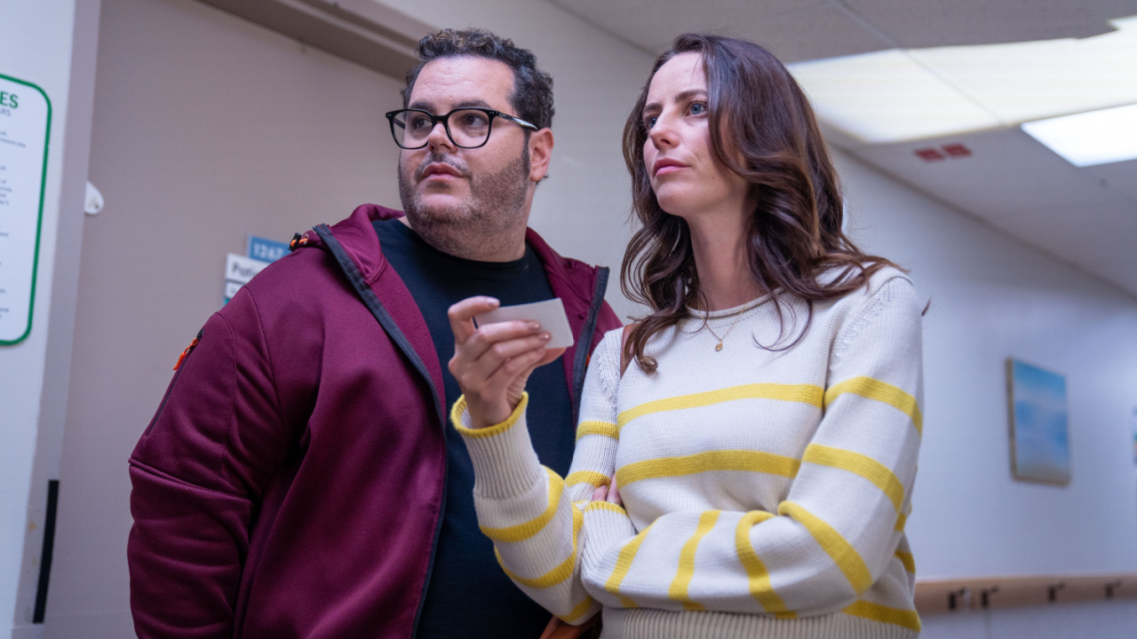 (L to R) Josh Gad and Kaya Scodelario in 'Adulthood'. Photo: Petr Maur.