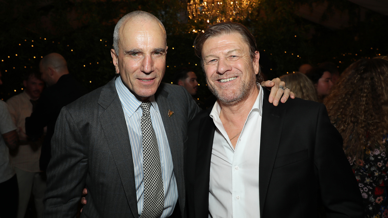 (L to R) Daniel Day-Lewis and Sean Bean at the premiere of 'Anemone'. Photo: Focus Features.