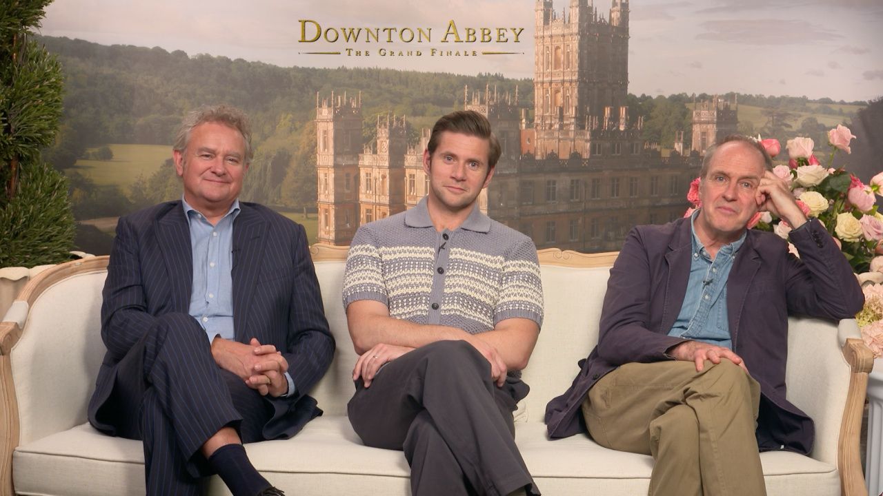 (L to R) Hugh Bonneville, Allen Leech, and Kevin Doyle star in 'Downton Abbey: The Grand Finale'.