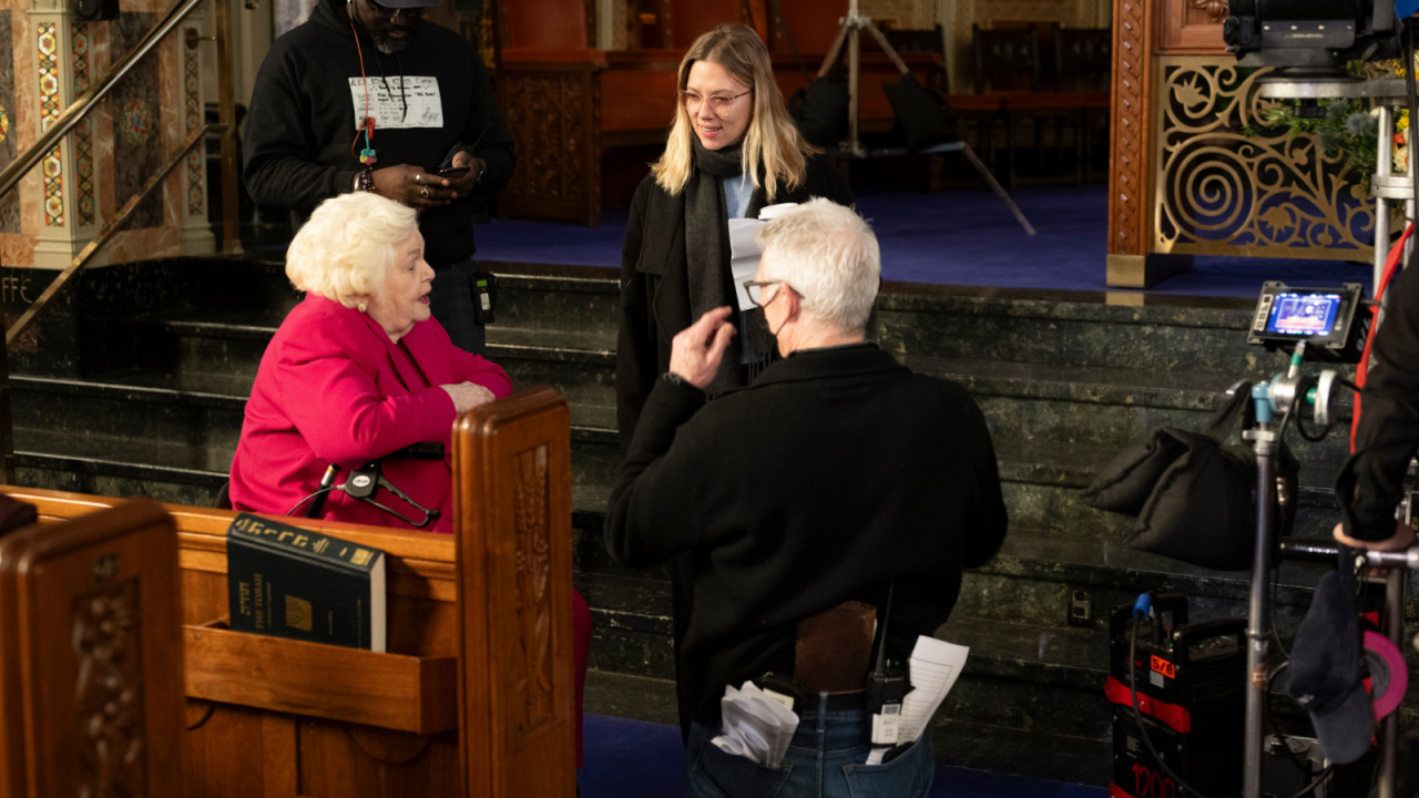 Scarlett Johansson, June Squibb on the set of ‘Eleanor the Great’ Image: Anne Joyce. Courtesy of Sony Pictures Classics.