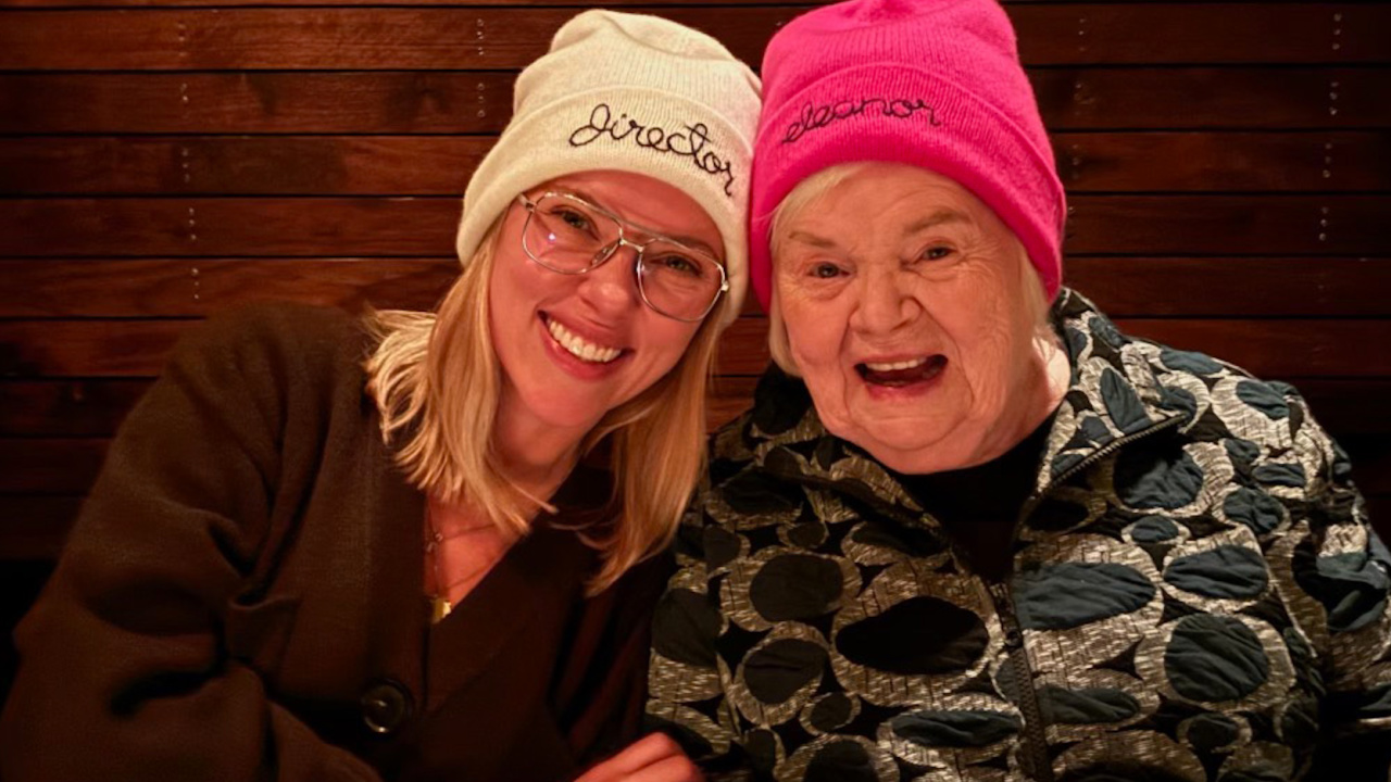 (L to R) Scarlett Johansson and June Squibb on the set of ‘Eleanor the Great’ Image: Anne Joyce. Courtesy of Sony Pictures Classics.