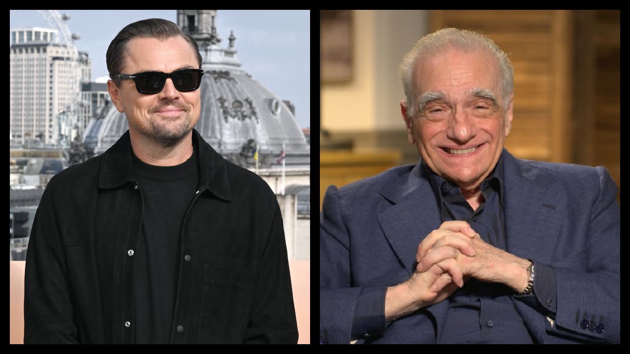 (Left) Leonardo DiCaprio attends the London Photocall For 'One Battle After Another' on September 15, 2025 in London, England. Photo by Jeff Spicer/Getty Images for Warner Bros. Pictures. Copyright: 2025 Getty Images. (Right) 'Killers of the Flower Moon' director Martin Scorsese.