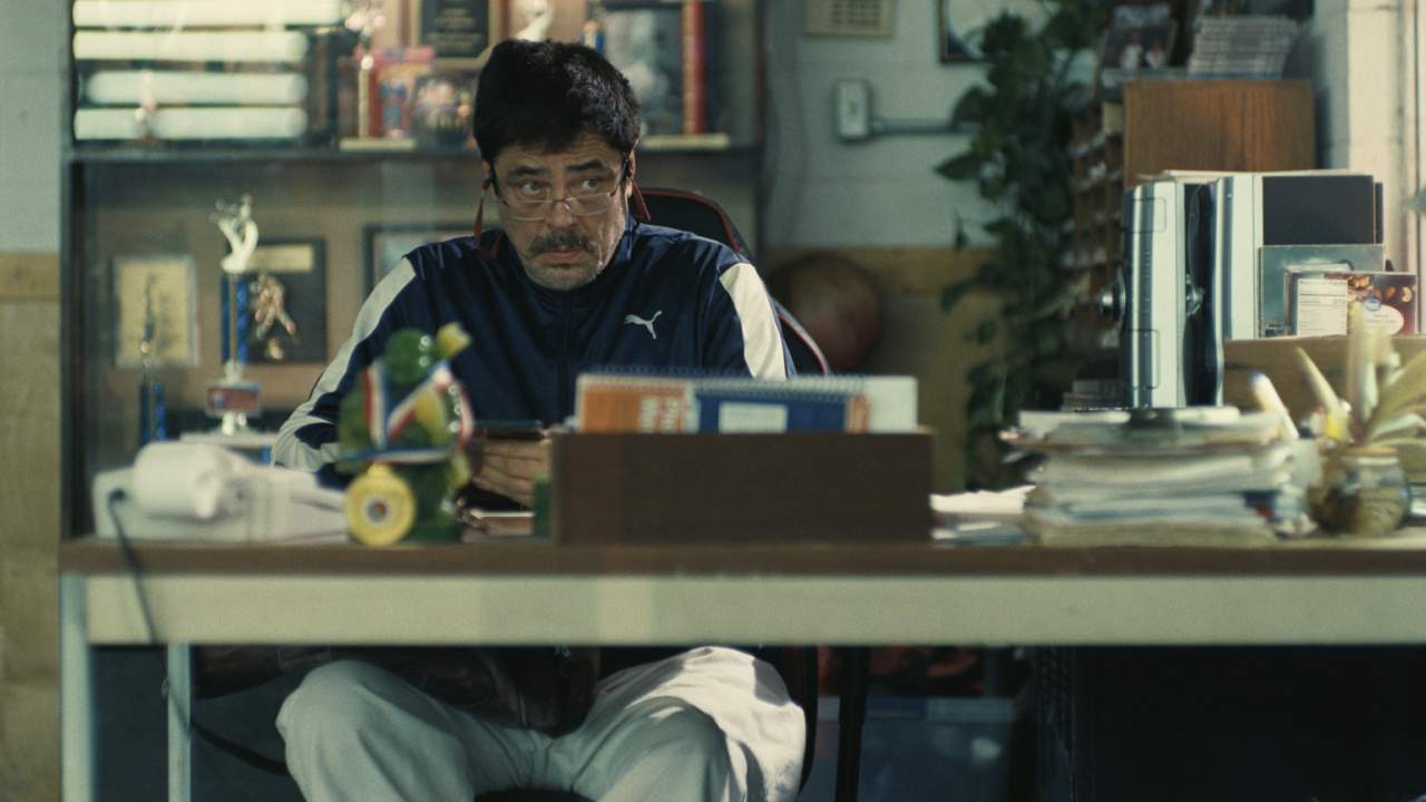 Benicio del Toro as Sensei St. Carlos in 'One Battle After Another.' A Warner Bros. Pictures Release. Photo Credit: Photo Courtesy Warner Bros. Pictures