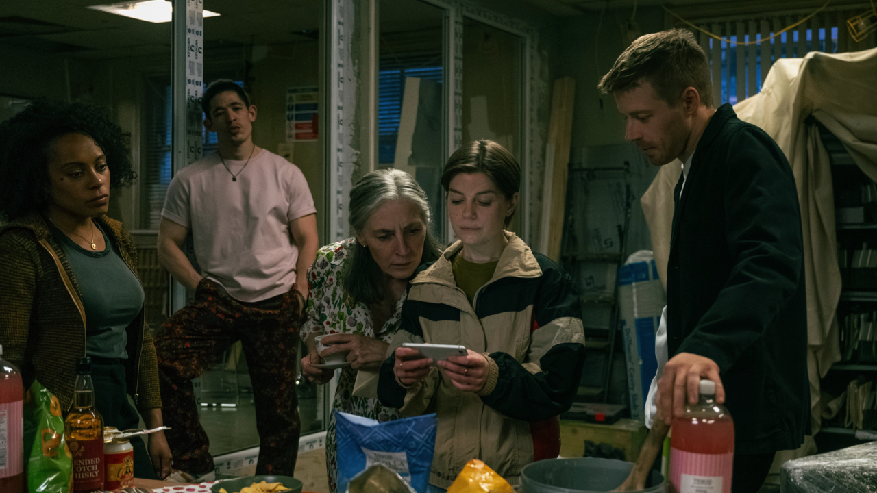 (L to R): Rosalind Eleazar, Christopher Chung, Saskia Reeves, Aimee-Ffion Edwards and Jack Lowden in 'Slow Horses', premiering September 24, 2025 on Apple TV+.