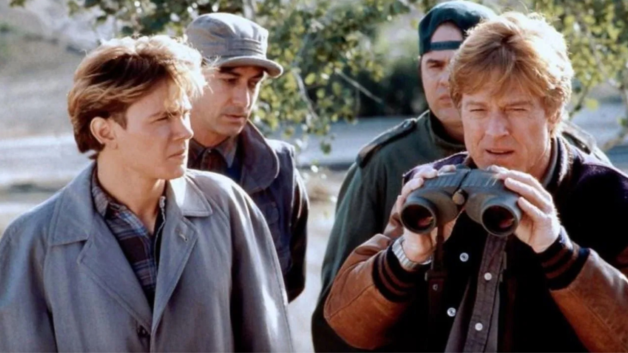 (L to R) River Phoenix, David Strathairn, Dan Aykroyd and Robert Redford in 'Sneakers'. Photo: Universal Pictures.