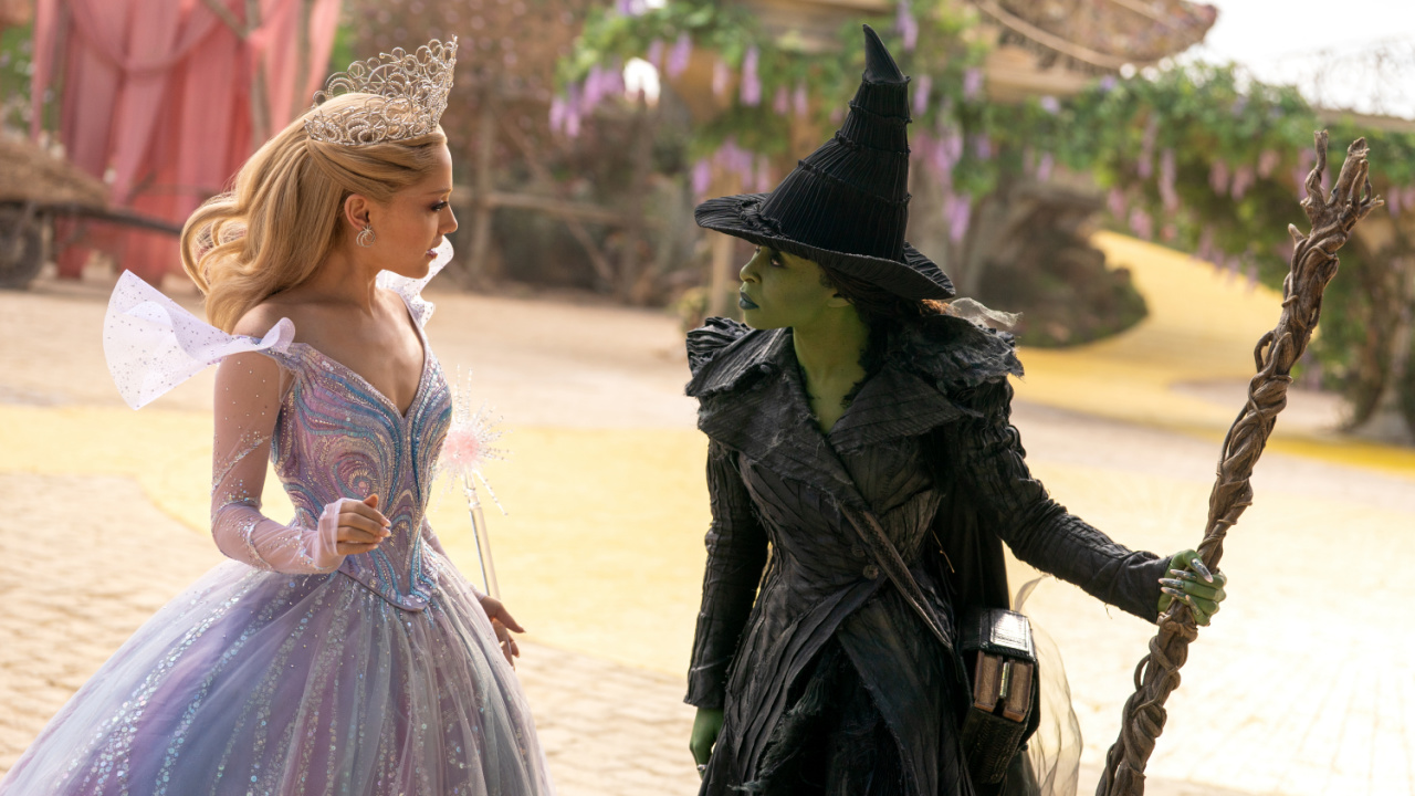 (L to R) Ariana Grande is Glinda and Cynthia Erivo is Elphaba in 'Wicked For Good', directed by Jon M. Chu.
