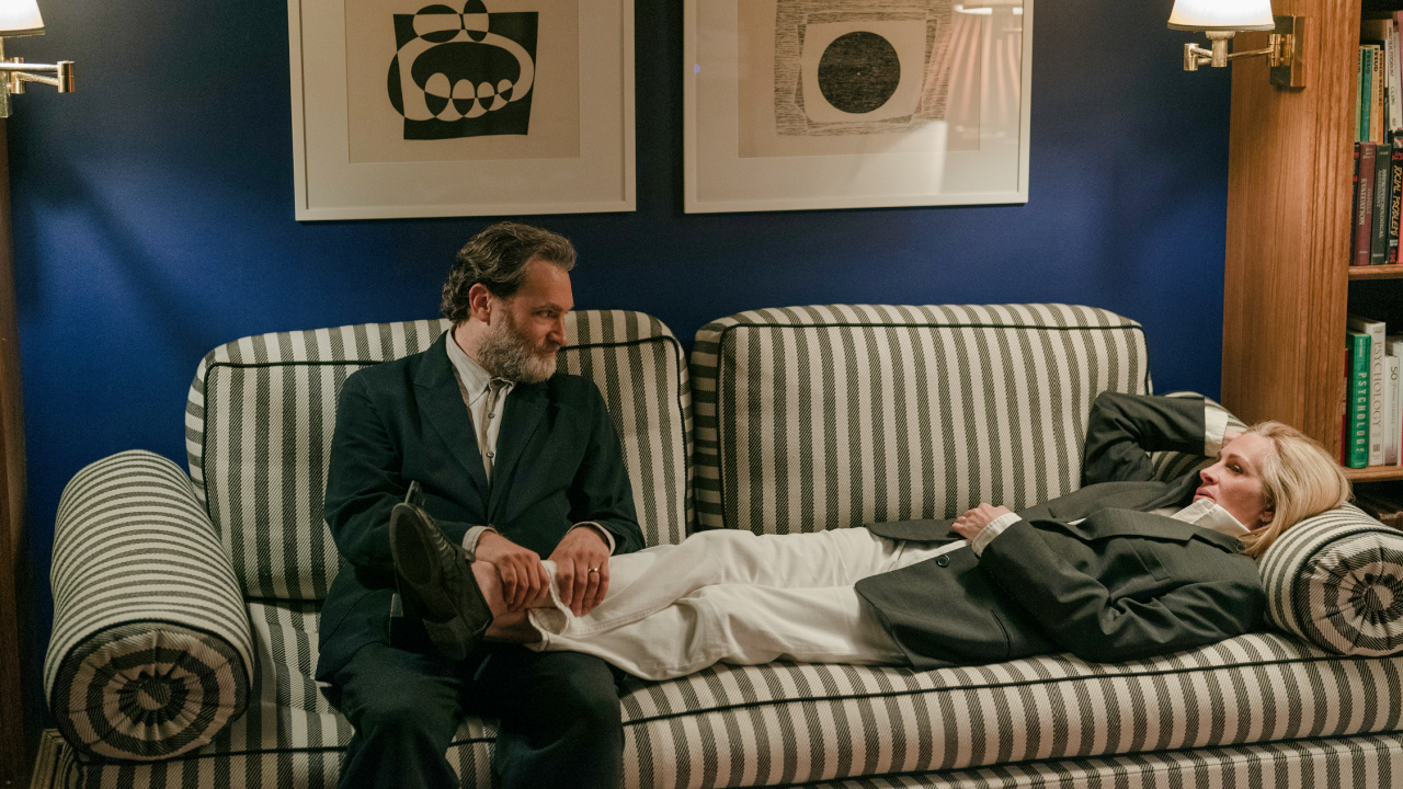 (L to R) Michael Stuhlbarg and Julia Roberts stars in 'After the Hunt', from Amazon MGM Studios. Photo Credit: Yannis Drakoulidis. © 2025 Amazon Content Services LLC. All Rights Reserved.