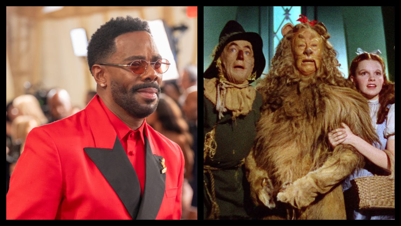 (Left) Colman Domingo arrives on the red carpet of the 97th Oscars® at the Dolby® Theatre at Ovation Hollywood on Sunday, March 2, 2025. Credit/Provider: Heather Swift / The Academy. Copyright: ©A.M.P.A.S. (Right) Ray Bolger, Bert Lahr and Judy Garland in 'The Wizard of Oz'. Photo: Metro-Goldwyn-Mayer.