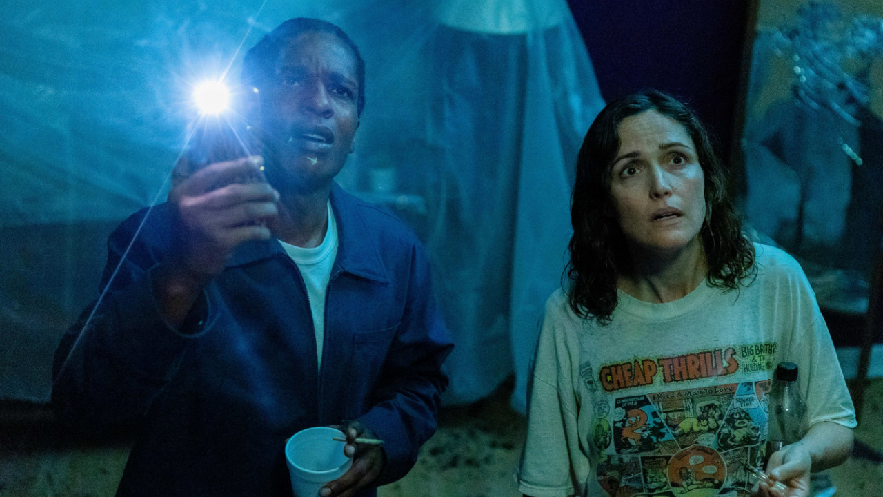 (L to R) ASAP Rocky and Rose Byrne in 'If I Had Legs I'd Kick You'. Photo: A24.