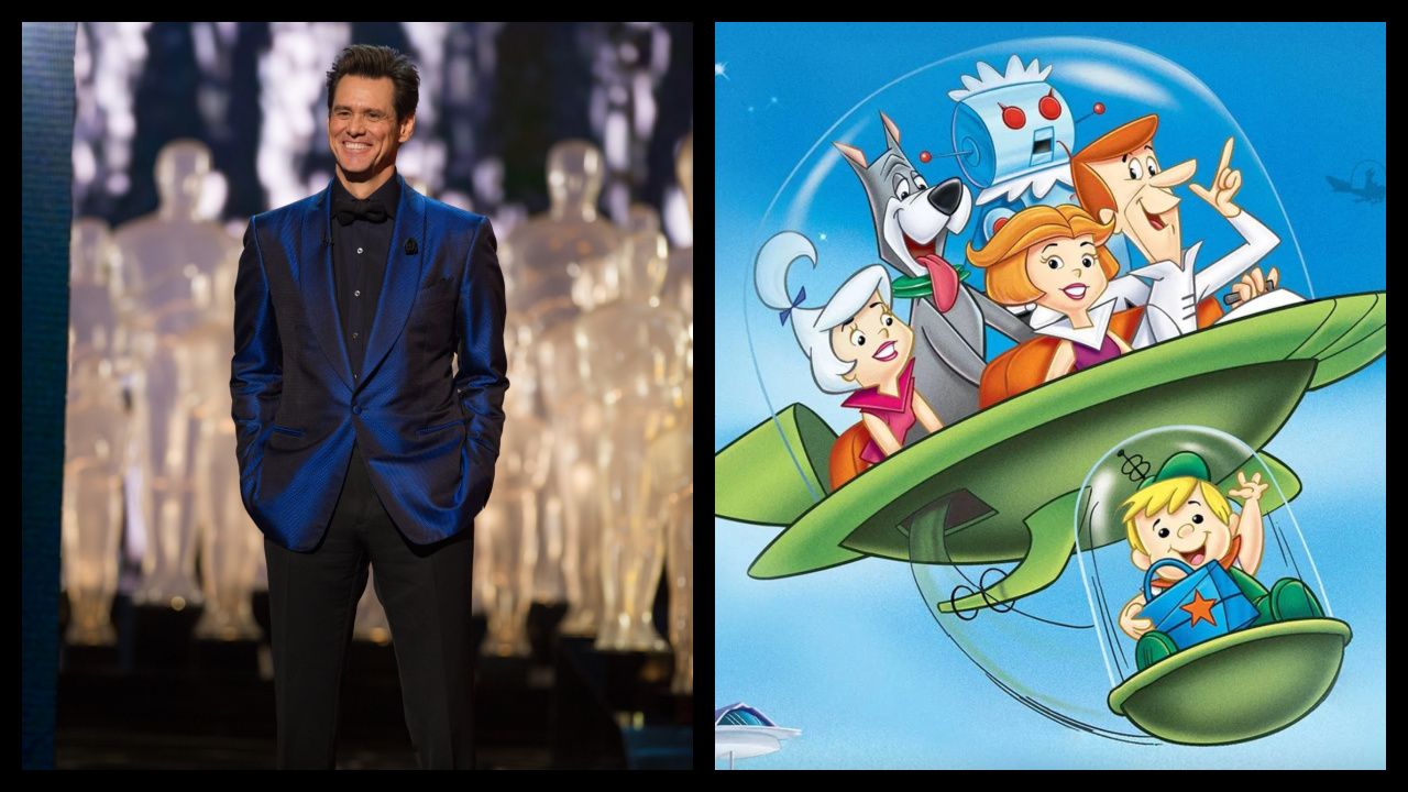 (Left) Jim Carrey presents during the live ABC Telecast of The 86th Oscars® at the Dolby® Theatre on March 2, 2014 in Hollywood, CA. Credit/Provider: Michael Yada / ©A.M.P.A.S. Copyright: ©A.M.P.A.S. (Right) 'The Jetsons'. Photo: Hanna-Barbera Productions.