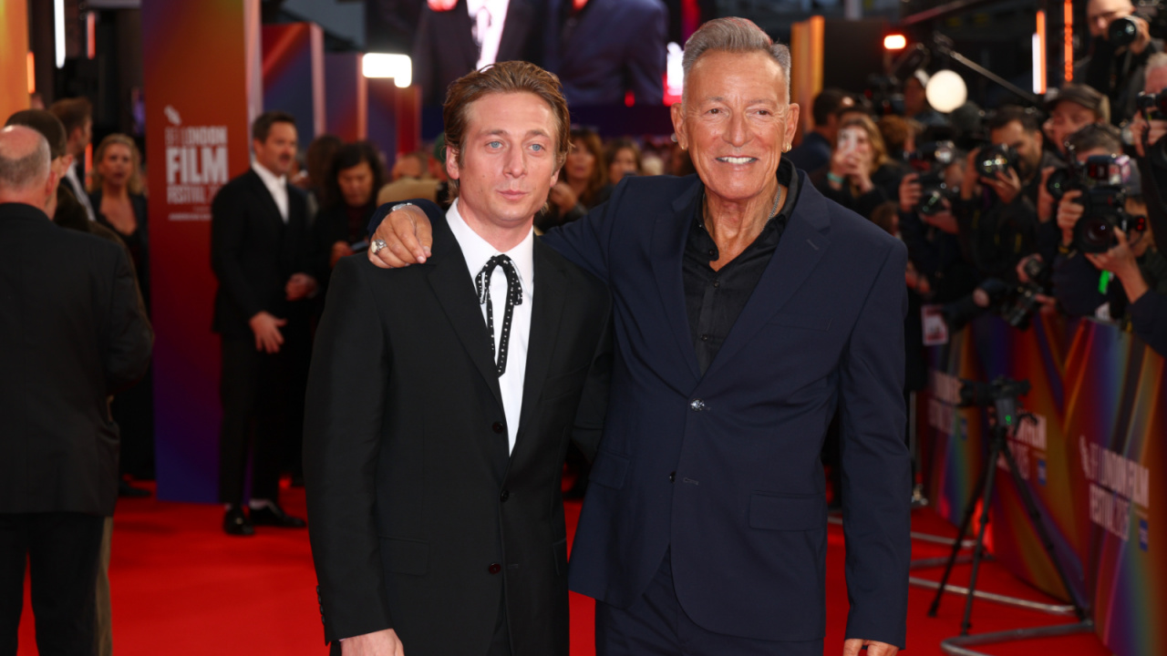(L to R) Jeremy Allen White and Bruce Springsteen attend the UK Premiere of 20th Century Studios’ 'Springsteen: Deliver Me from Nowhere' during the 69th BFI London Film Festival at Royal Festival Hall, London on October 15th, 2025. Photo by StillMoving.Net for The Walt Disney Company Limited.