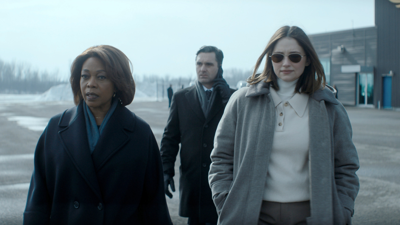 (L to R) Alfre Woodard, Gray Powell and Haley Bennett in 'The Last Frontier,' premiering October 10, 2025 on Apple TV+.