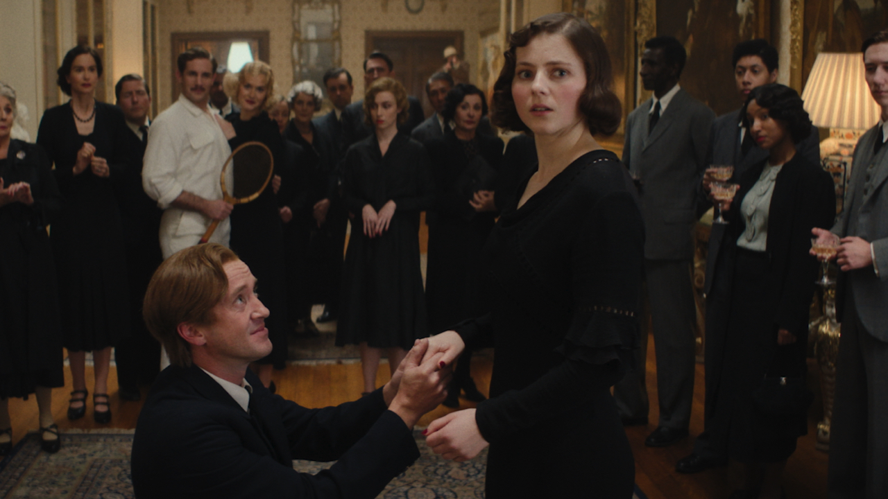 (L to R): Tom Felton and Thomasin McKenzie in Bleecker Street's 'Fackham Hall.' Photo: Bleecker Street.