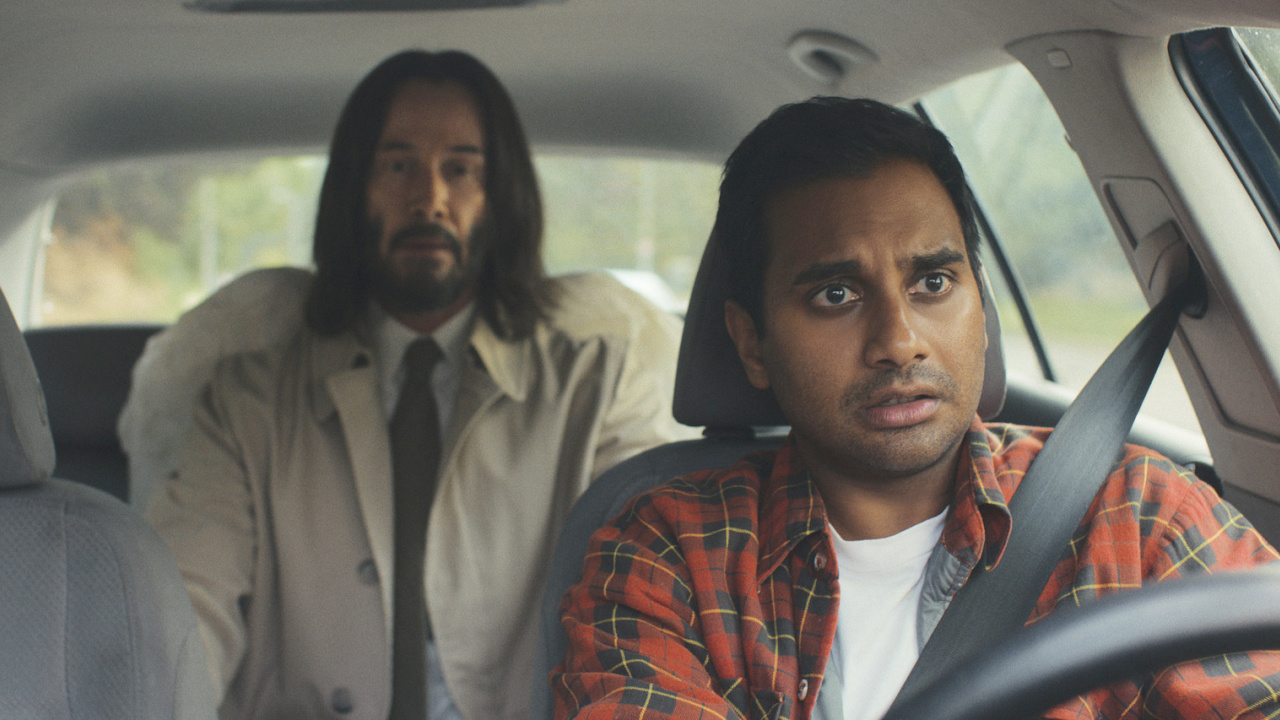 (L to R) Keanu Reeves and Aziz Ansari in 'Good Fortune'. Photo: Lionsgate.