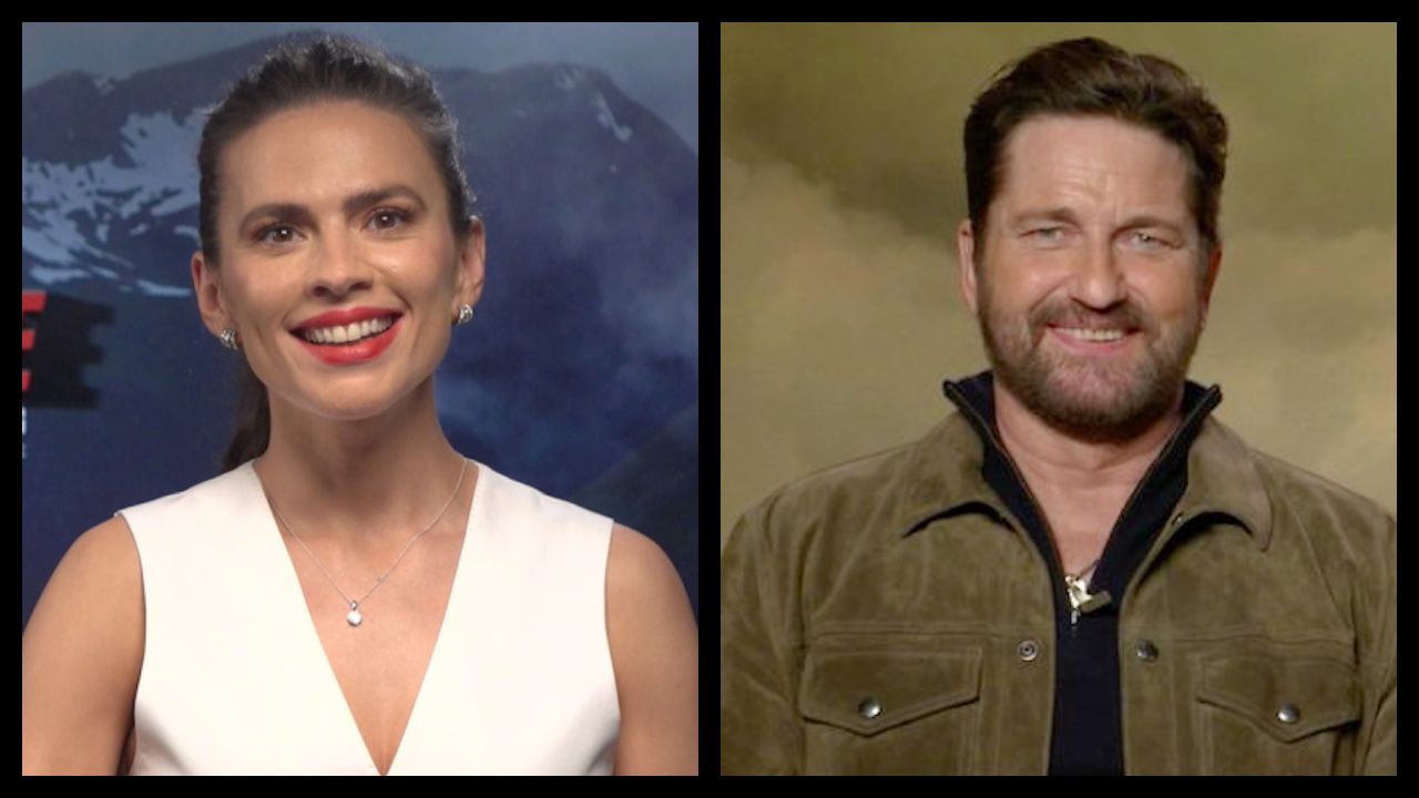 (Left) Hayley Atwell stars in 'Mission: Impossible Dead Reckoning - Part One'. (Right) Gerard Butler stars in 'Plane.'