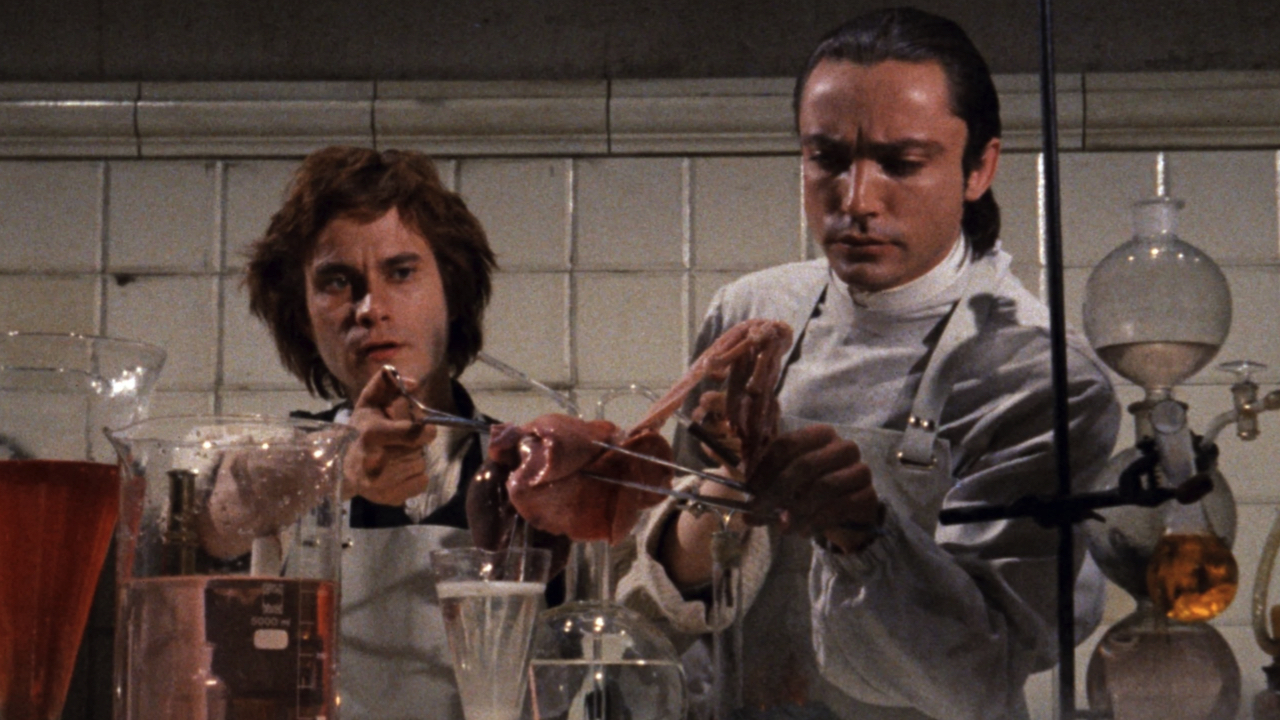 (L to R): Arno Jürging and Udo Kier in 'Flesh for Frankenstein.' 