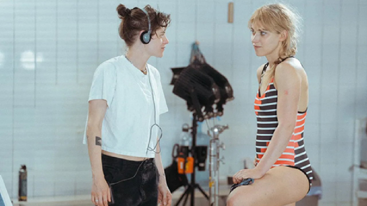 (L to R) Director Kristen Stewart and Imogen Poots on the set of 'The Chronology of Water'. Photo: The Forge .