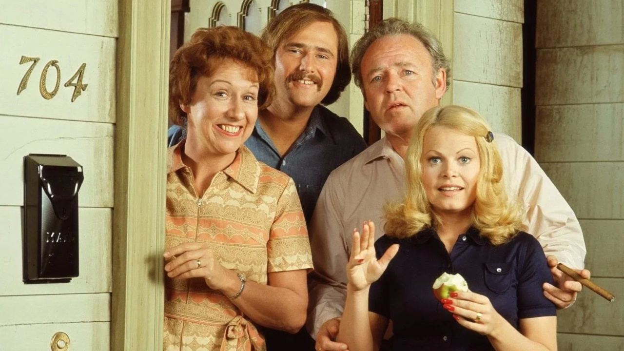(L to R) Jean Stapleton, Rob Reiner, Carroll O'Connor and Sally Struthers in 'All in the Family'. Photo: Sony Pictures Television,
