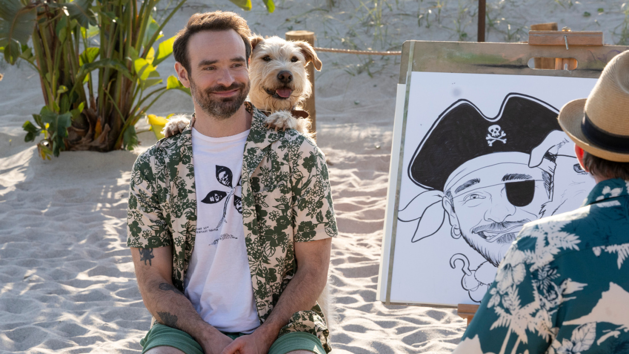 (L to R) Charlie Cox and Gus in 'Merv'. Photo Credit: Wilson Webb/Prime Video. © Amazon Content Services LLC.
