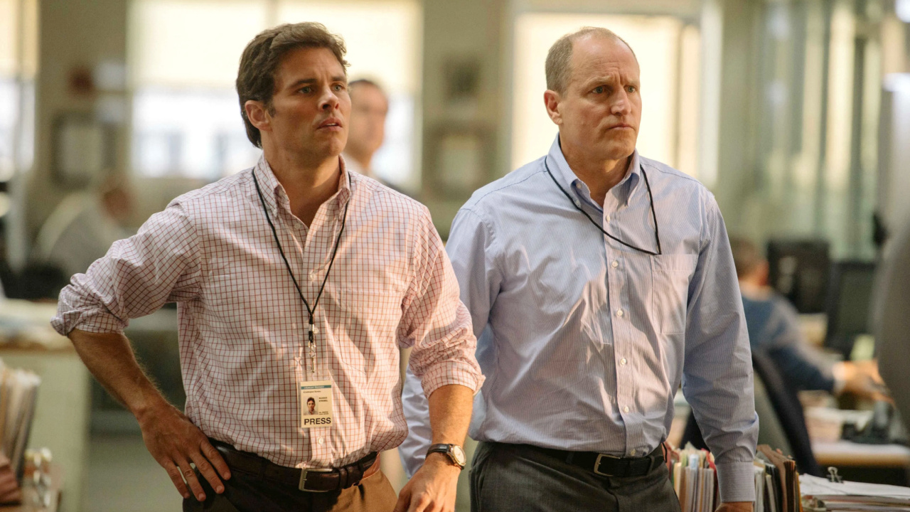 (L to R) James Marsden and Woody Harrelson in 'Shock and Awe'. Photo: Vertical Entertainment.