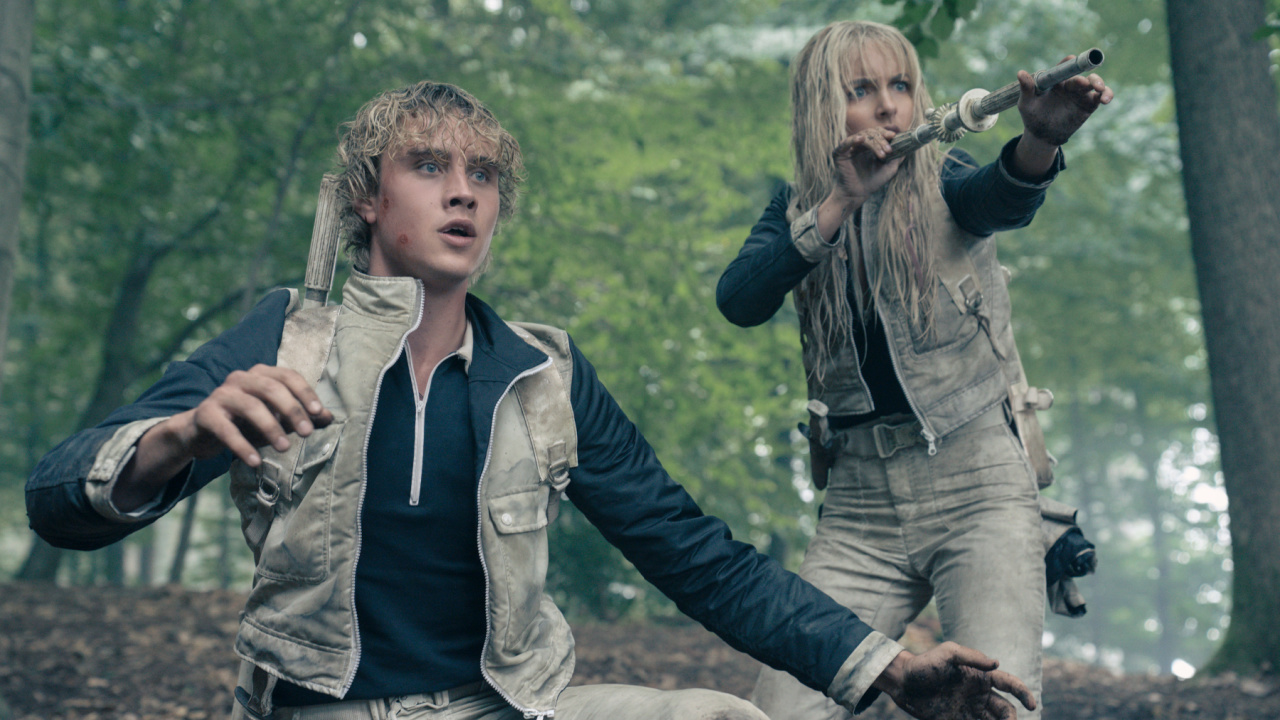(L to R) Joseph Zada as Haymitch Abernathy and McKenna Grace as Maysilee Donner in 'The Hunger Games: Sunrise on the Reaping'. Photo Credit: Murray Close.