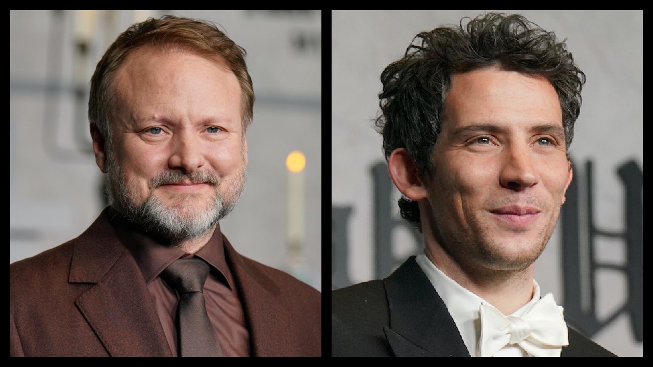 (L to R) Rian Johnson and Josh O'Connor attend Netflix's 'Wake Up Dead Man: A Knives Out Mystery' Los Angeles premiere on November 17, 2025 in Los Angeles, California. Photo by Gonzalo Marroquin/Getty Images for Netflix.