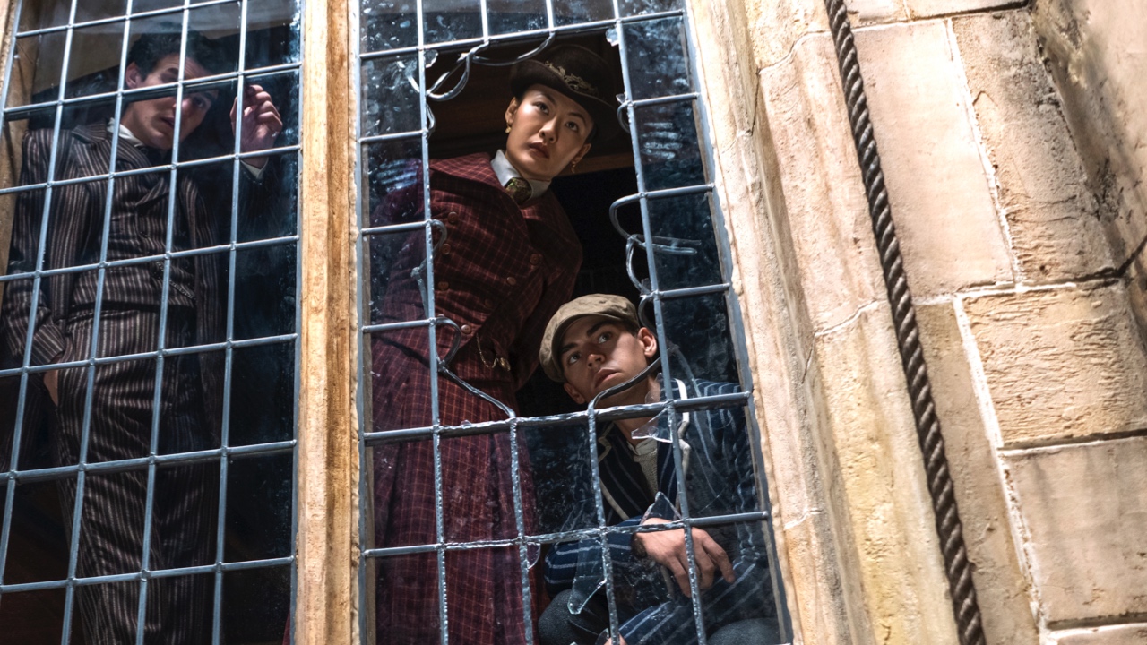 (L to R): Hero Fiennes Tiffin, Zine Tseng and Dónal Finn in Prime Video's 'Young Sherlock.' Photo: Dan Smith.