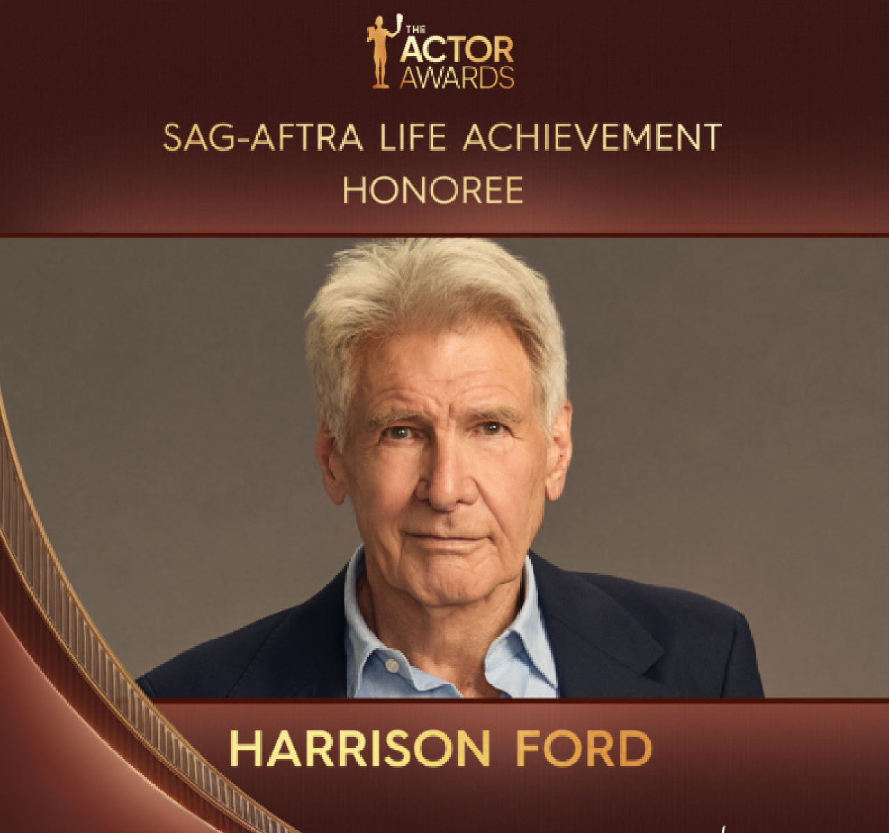 Harrison Ford will receive the SAG-AFTRA Life Achievement Honoree at the Actor Awards Presented by SAG-AFTRA, which will stream on Netflix March 1st.