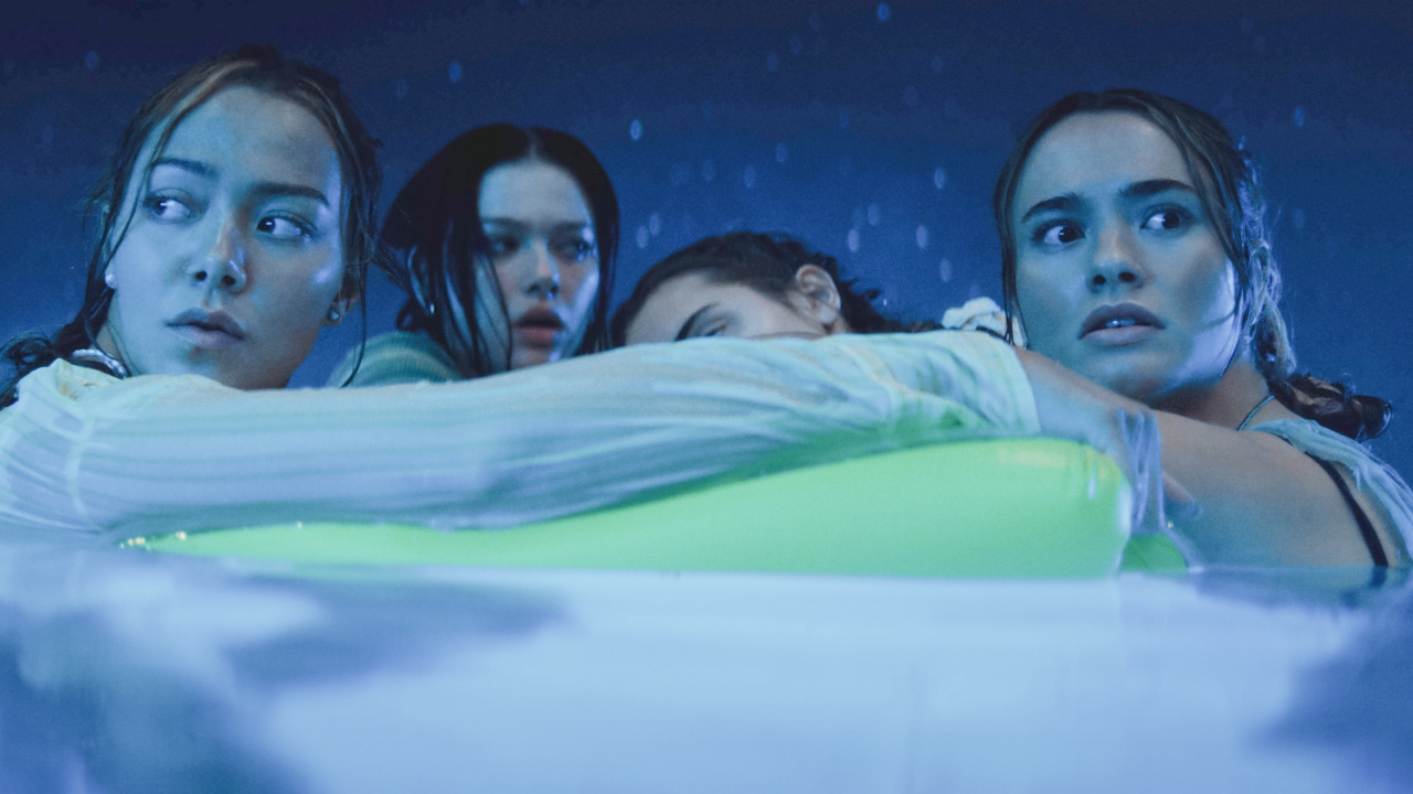 (L to R) Victoria Wyant as “Kate", Jessica Alexander as “Hannah", Gia Hunter as “Erin”, and Johnny Sequoyah as “Lucy" in 'Primate' from Paramount Pictures.