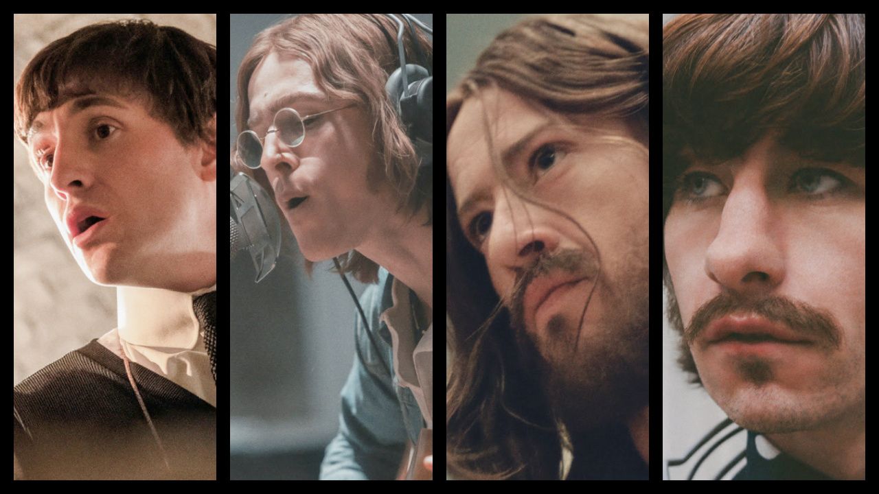 (L to R) Paul Mescal is Paul McCartney, Harris Dickinson is John Lennon, Joseph Quinn is George Harrison, and Barry Keoghan is Ringo Starr in 'The Beatles – A Four-Film Cinematic Event'. Photo: Sony Pictures.