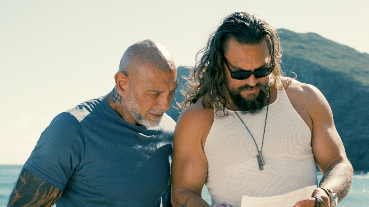 (L to R) Dave Bautista and Jason Momoa star in 'The Wrecking Crew'. Credit: Courtesy of Prime. Copyright: © Amazon Content Services LLC.