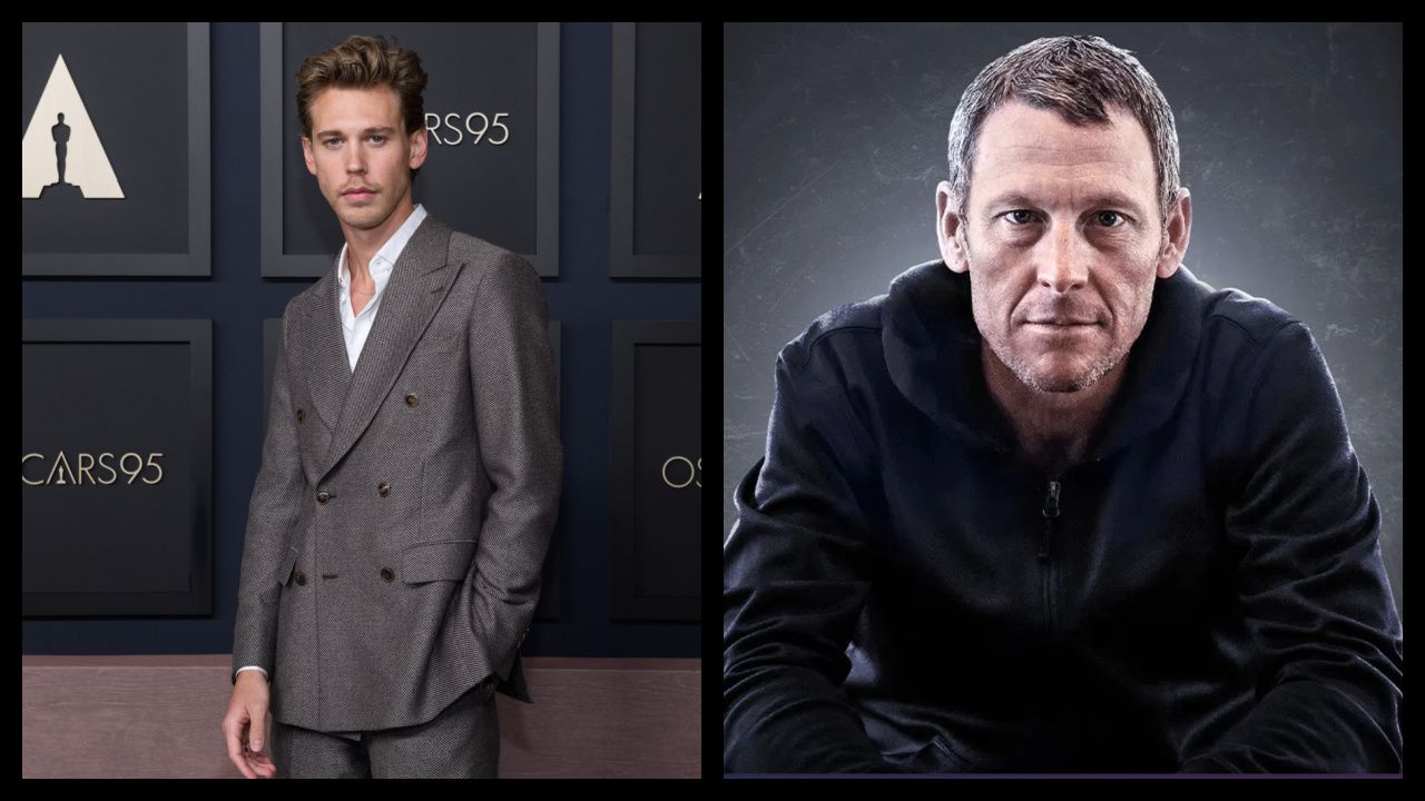 (Left) 95th Oscars® nominee Austin Butler arrives at the Oscar Nominee Luncheon held in the International Ballroom at the Beverly Hilton on Monday, February 13, 2023. The 95th Oscars will air on Sunday, March 12, 2023 live on ABC. Credit/Provider: Michael Yada / ©A.M.P.A.S. Copyright: ©A.M.P.A.S. (Right) Lance Armstrong in '30 for 30: Lance'. Photo: ESPN.