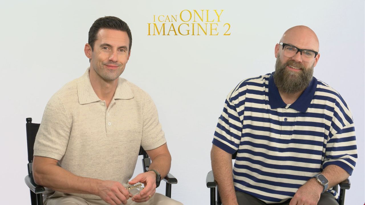 (L to R) Milo Ventimiglia and Tim Timmons discuss 'I Can Only Imagine 2'.