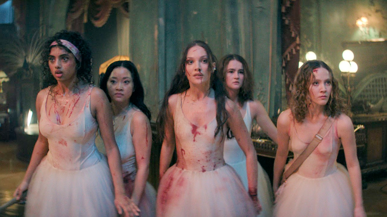 (L to R) Grace (Avantika), Princess (Lana Condor), Bones (Maddie Ziegler), Chloe (Millicent Simmonds), and Zoe (Iris Apatow) in 'Pretty Lethal'. Photo: Amazon.