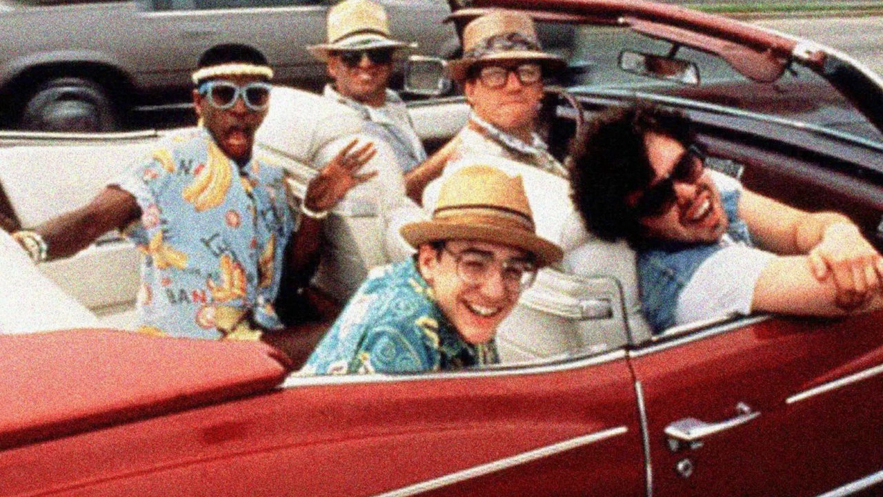 (L to R) Larry B. Scott, Robert Carradine, Timothy Busfield, Curtis Armstrong in 'Revenge of the Nerds III: The Next Generation'. Photo: 20th Century-Fox.