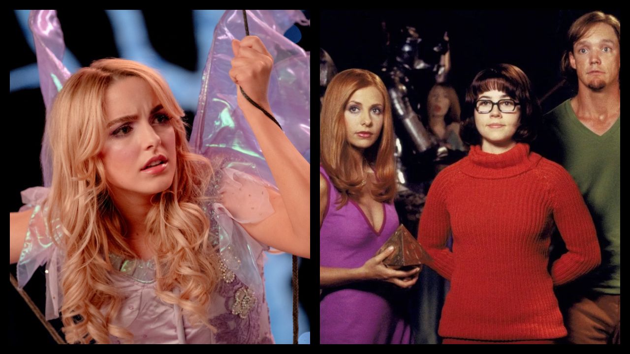 (Left) McKenna Grace in Paramount Pictures and Spyglass Media Group's 'Scream 7.' (Right) Sarah Michelle Gellar, Linda Cardellini, and Matthew Lillard in 'Scooby-Doo'. Photo: Warner Bros. Pictures.