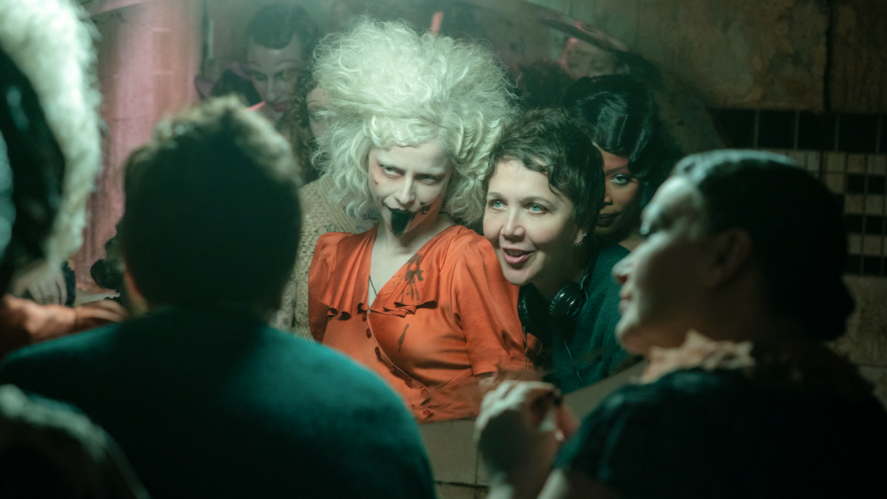 (L to R) Jessie Buckley and Director Maggie Gyllenhaal on the set of Warner Bros. Pictures 'The Bride!', a Warner Bros. Pictures release. Photo Credit: Photo by Niko Tavernise. Copyright: © 2026 Warner Bros. Ent. All Rights Reserved