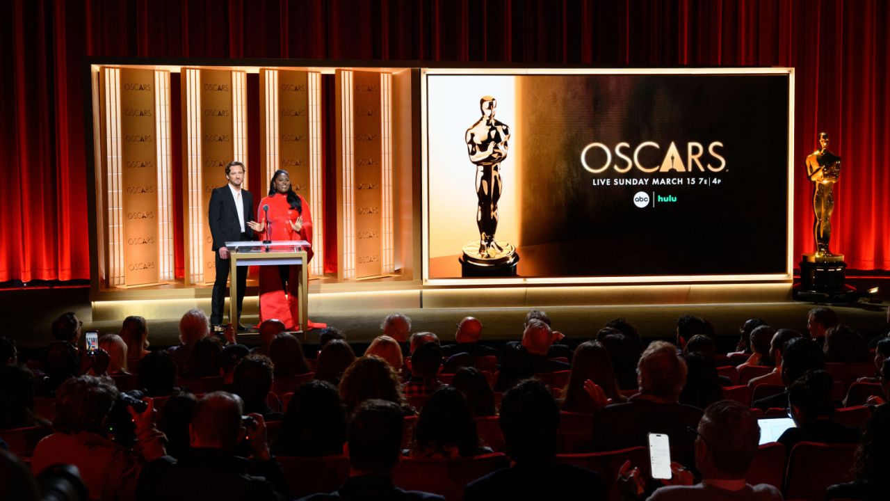 (L to R) Lewis Pullman and Danielle Brooks host the announcement of the 98th Oscars® nominations, on Tuesday, January 22, 2026. Credit/Provider: Richard Harbaugh / The Academy. Copyright: ©A.M.P.A.S.