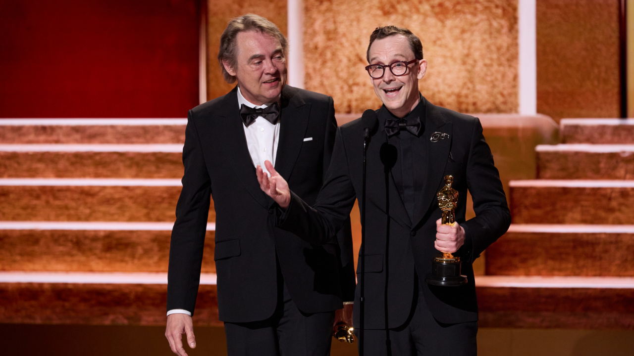 (L to R) Maciek Szczerbowski and Chris Lavis accept the Oscar® for Animated Short Film during the 98th Oscars® at the Dolby® Theatre at Ovation Hollywood on Sunday, March 15, 2026. Credit/Provider: Trae Patton / The Academy. Copyright: ©A.M.P.A.S.