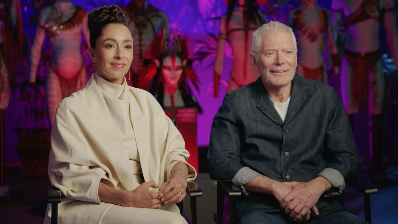 (L to R) Oona Chaplin and Stephen Lang star in 'Avatar: Fire and Ash', which will be available on digital March 31st.