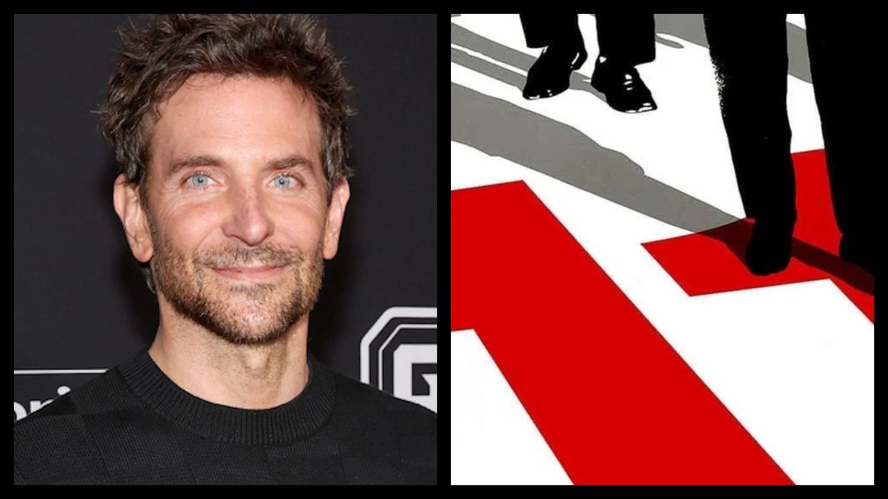 (Left) Bradley Cooper at the 'Guardians of the Galaxy Vol. 3' World Premiere. (Right) 'Ocean's Eleven' poster. Photo: Warner Bros.